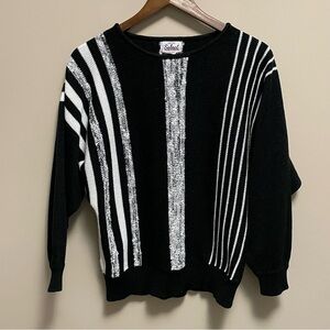 Eaton Select Vintage 80s 90s Women’s Black & White Striped Swearer Size 38 Med